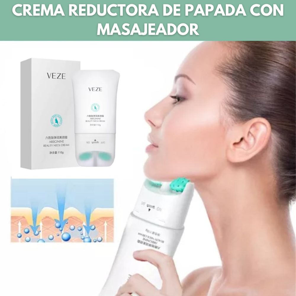 Crema Reductora de Papada con Masajeador: Cuello Firme y Juvenil